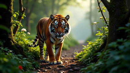 World Tiger Day Poster Featuring Wild Tiger in Forest