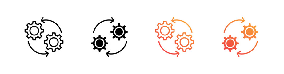 Synergy Multiple Style Icon Set Vector 