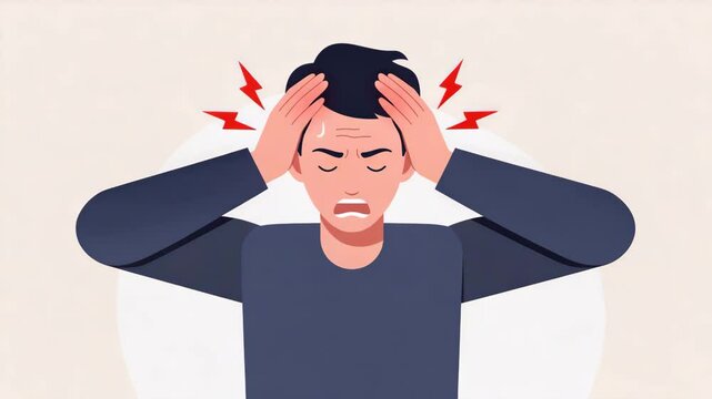 Man experiencing severe headache illustration