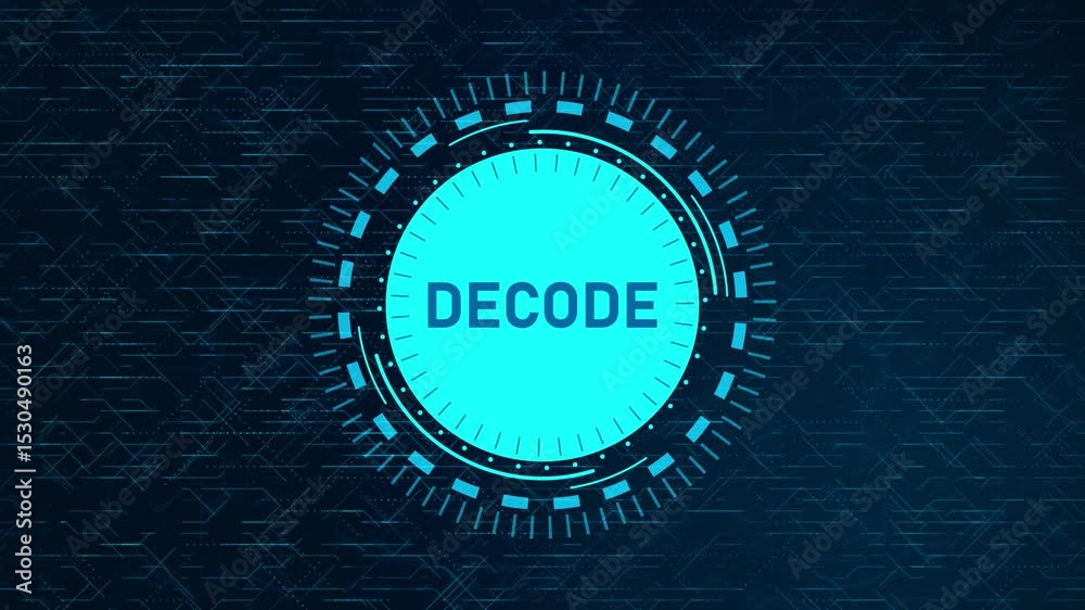 Wall mural animated decode text over digital world map – cyber tech hud reveal