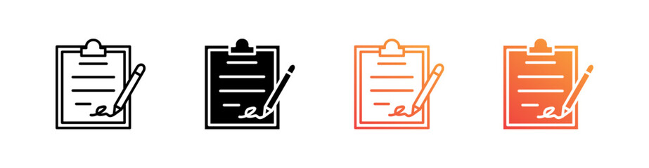 Contract Multiple Style Icon Set Vector 