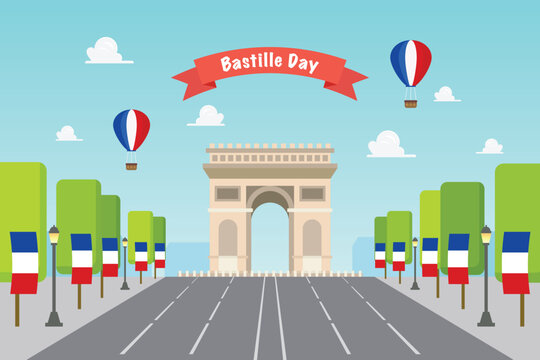 Bastille day celebration at Arc de Triomphe in Paris