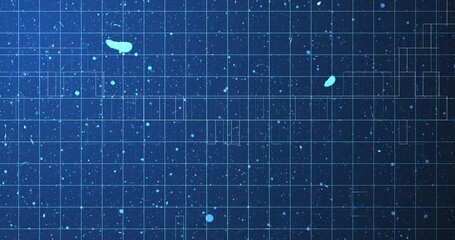 Financial background with grids and lines noise moving presentation overlay 4K. Technologic digital systems computer software development hacking concept. Data blocks moving loop elements. Wireframe. - Powered by Adobe