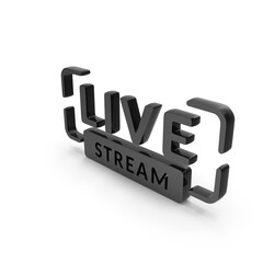 Live stream text icon with frame isolated on transparent background