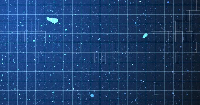 Financial background with grids and lines noise moving presentation overlay 4K. Technologic digital systems computer software development hacking concept. Data blocks moving loop elements. Wireframe.