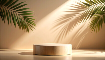 Obraz premium Product Display Platform, Minimalist Design, Inviting Light & Shadow for Presentation