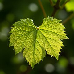 Vibrant Green Grape Leaf CloseUp Macro Photography of Natures Detail