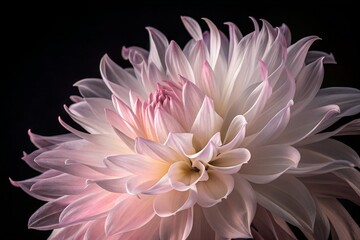 Fototapeta premium Exquisite Pink Dahlia Flower on Black Background
