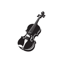 Naklejka premium Bold Violin Silhouette - Violin Art File - Monochrome Classical Instrument Illustration.