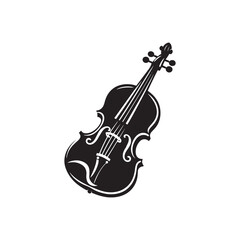 Naklejka premium Minimalist Violin Silhouette - Violin Vector Art - Classical String Instrument Illustration.