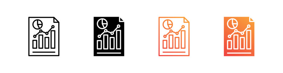 Report Multiple Style Icon Set Vector 