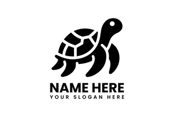 Stylized black silhouette vector logo of a sea turtle with intricate shell patterns symbolizing marine conservation