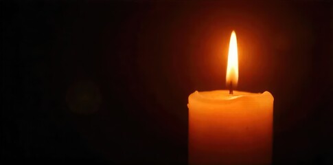 Close-up of a vibrant, flickering candle flame casting a warm, inviting glow against a dark background Perfect for themes of warmth, hope, and remembrance , burning, detail, memorial