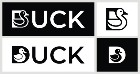 Minimalist Cute Duck Silhouette Logo – Nature and Kids Branding Vector