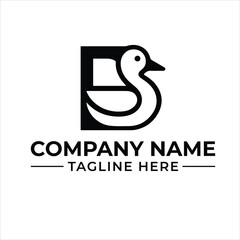 Fototapeta premium Minimalist Cute Duck Silhouette Logo – Nature and Kids Branding Vector