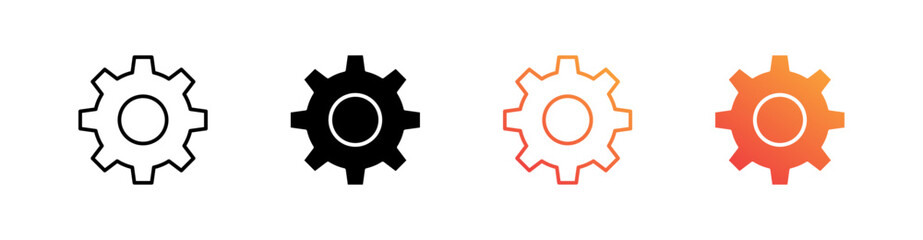 Settings Multiple Style Icon Set Vector 