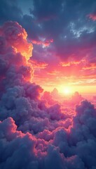 Dramatic, surreal clouds stretched across a vibrant sunset sky, creating an ethereal and captivating landscape  Perfect for fantasy, dreamlike, or atmospheric projects ,  fantasy,  texture