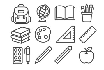 School supplies for students laying on a desk with learning tools at the start of a new academic year