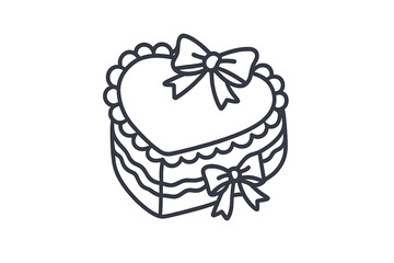 Heart-shaped cake with decorative icing and bows created for a celebration or special occasion