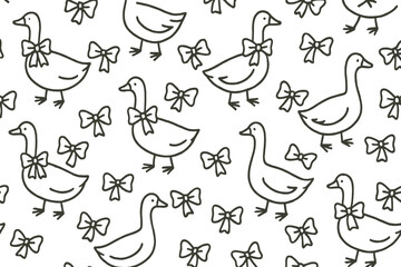 Duck and bow pattern design ideal for crafting projects and playful decorations