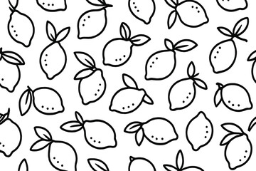 Playful black and white lemon pattern perfect for fabric or wallpaper designs