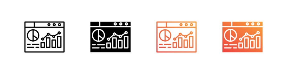 Statistics Multiple Style Icon Set Vector 