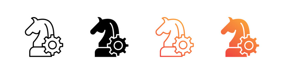 Strategy Multiple Style Icon Set Vector 