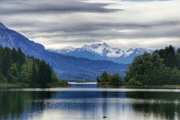 lake and mountains