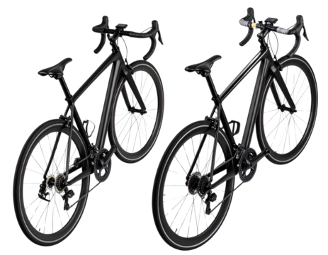 Sport Racing Road Bicycle with Drop Handlebars, top-down view, isolated on a transparent background.