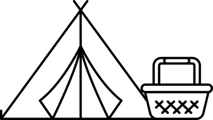 tent and picnic basket icon