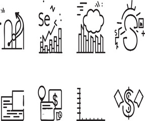 Obraz premium Hand Drawn Business and Financial Data Icons
