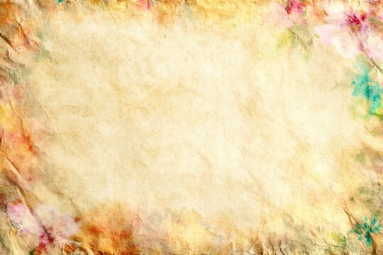 A blank white background with a colorful flowery border