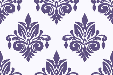 Ikat embroidery on white background. Traditional ethnic ikat, aztec abstract vector pattern, seamless pattern in tribal, folk embroidery and mexican style.