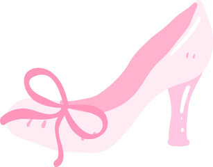 Cute pastel high heel shoe illustration in kawaii hand-drawn style