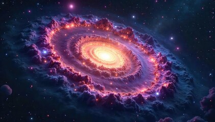 Stunning telescopic image of a spiral galaxy, swirling arms of gas and dust, distant stars, cosmic wonders, deep space exploration , blueshift, redshift