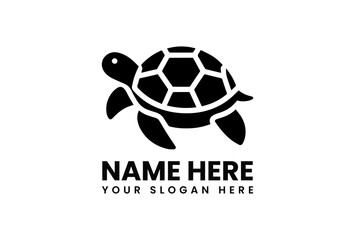 Fototapeta premium Detailed sea turtle silhouette vector logo with ornate shell patterns representing ocean conservation efforts