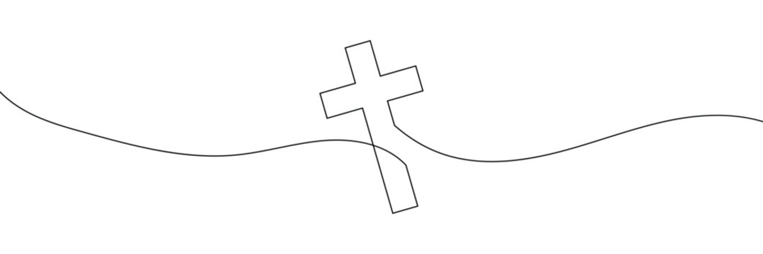 recommend clip art: Christian cross. Continuous line drawing. Christianity religion concept. Vector Illustration . EPS 10 . 