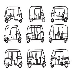 auto rickshaw outline vector graphic artwork design