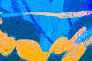 Abstract graffiti art with blue, orange textures. Urban 90s, Y2K style, bold colors, street vibe....