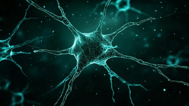 Microscopic View of Neuron Cell Structure: Intricate Network of Dendrites and Axons