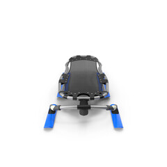 Modern snow sled with blue runners isolated on transparent background