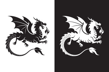 Dragon Silhouette Black and White