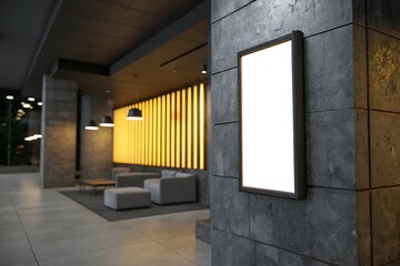 Blank Sign Mockup in Modern Lobby Interior