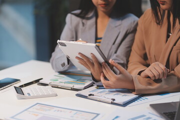 Business conference, marketing research, sales strategy analysis for business growth. and investment planning consulting. Accounting finance concept.