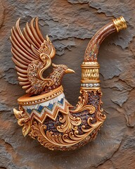 Traditional symbolic pipe used in ceremony high resolution picture