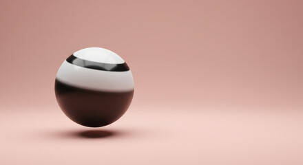 A gradient colour ball on pink background 