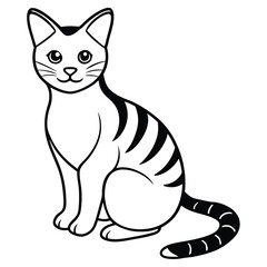 American shorthair cat silhouette line art background