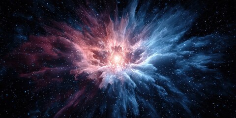 Futuristic Space Explosion with Stars and Nebula in Dark Background