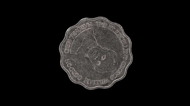 Jamaica 1999 10 dollars coin reverse with George William Gordon rotating on black background