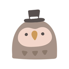 紳士な森のふくろうのアイコンイラスト